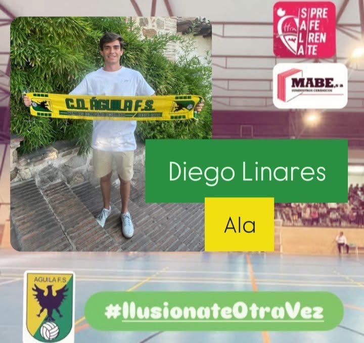 Procede del CDE El Valle (2a división B).

Ala de los que gusta, buen 1 contra 1, la pisa, la pide, la esconde y además tiene gol.

Está en el momento adecuado y en la edad perfecta para hacer algo grande con el Águila FS.

¡Bienvenido a La Doñana Diego!