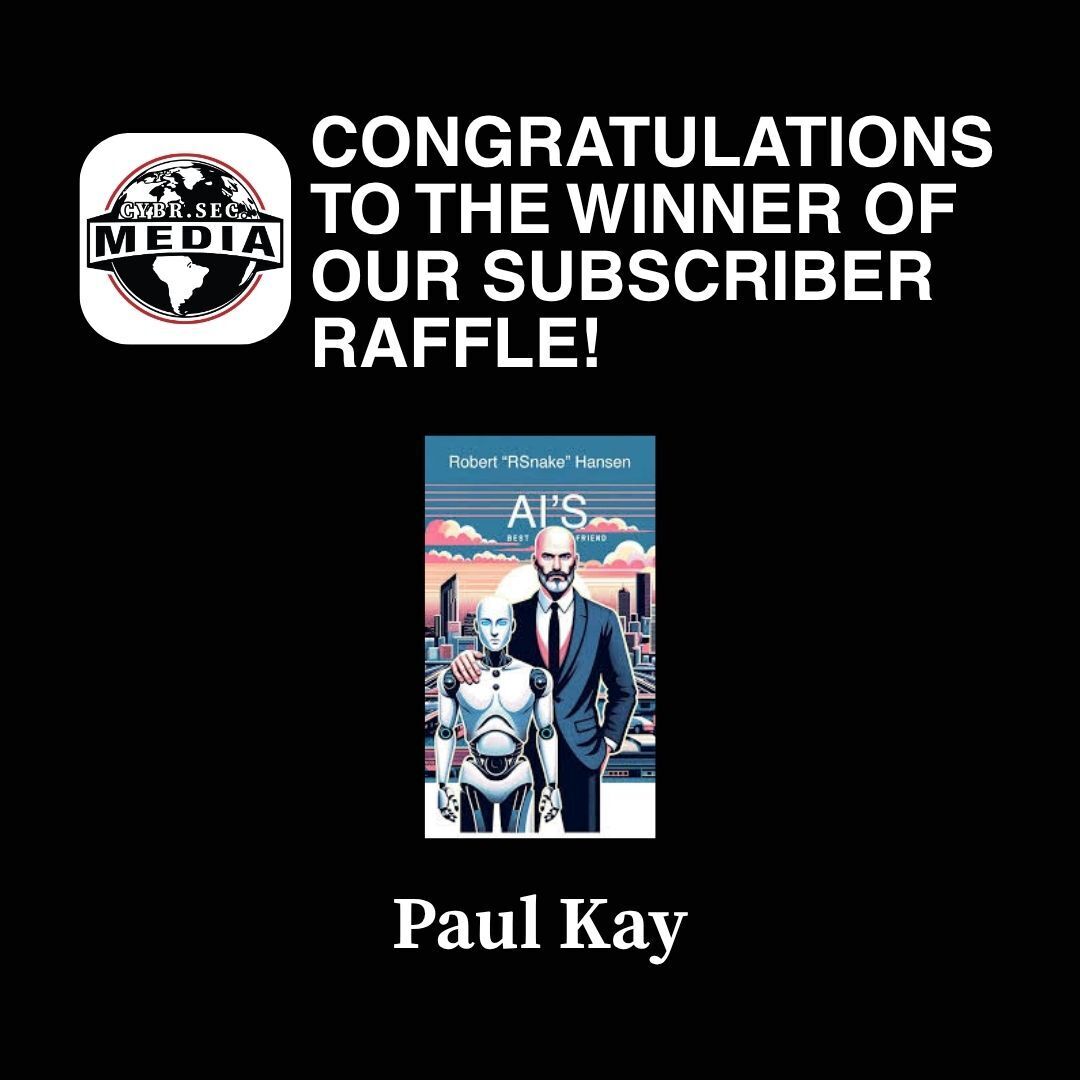 HOU.SEC.CON Security Conference (@houseccon) on Twitter photo Congratulations to our latest subscriber giveaway winner – Paul Kay!
Paul is receiving a signed copy of Robert “RSnake” Hansen’s new book, "AI’s Best Friend".
Want your own copy? We’re giving away 2 more - subscribe to the <a href="/CYBRSECMedia/">CYBR.SEC.Media</a> newsletter for your chance to win! Congratulations to our latest subscriber giveaway winner – Paul Kay!
Paul is receiving a signed copy of Robert “RSnake” Hansen’s new book, "AI’s Best Friend".
Want your own copy? We’re giving away 2 more - subscribe to the <a href="/CYBRSECMedia/">CYBR.SEC.Media</a> newsletter for your chance to win!