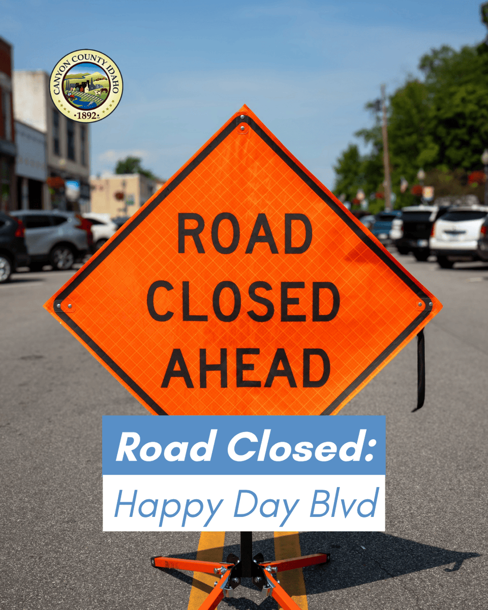 🚧 Heads Up, Canyon County! 🚧
Happy Day Blvd, the main access road to the DMV, is temporarily closed. The DMV is actively working to establish an alternate route to keep services accessible. Stay tuned for updates and plan ahead!

#CanyonCounty #CanyonCountyDMV #RoadClosureAlert