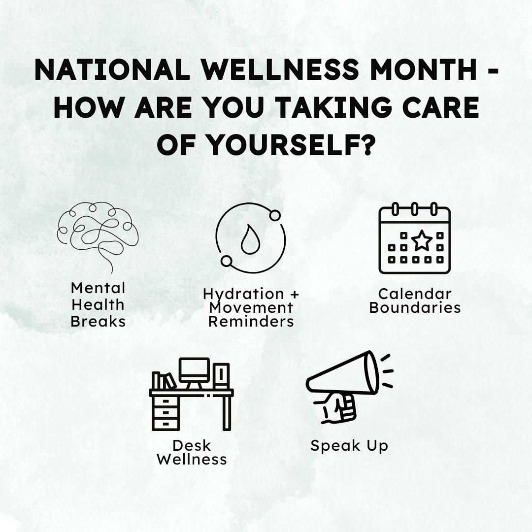 August is National Wellness Month — and a great reminder that taking care of ourselves isn’t optional.

See a few ways to support workplace wellness this month (and beyond).

This month, we're building workplaces where wellness isn’t a trend—it’s part of the foundation. 💚