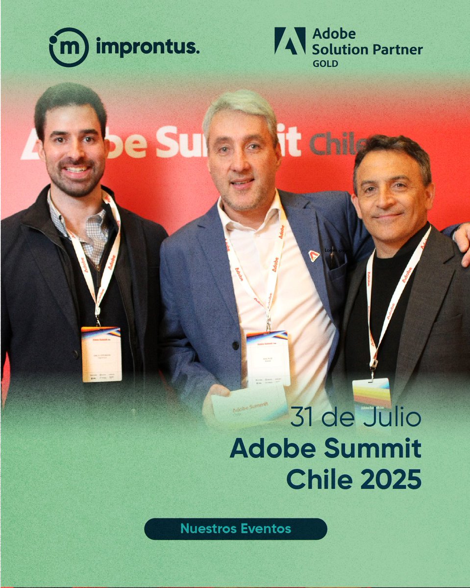 Improntus_'s tweet photo. 🔴 #AdobeSummitChile 2025: Un encuentro donde los datos, la creatividad y la IA marcan el rumbo

📩 Hablemos sobre cómo aplicar esta visión a tu negocio.
#adobepartner #improntus #adobesummit #elevatingdigitalexperience #transformaciondigital #datos #IA #personalizacion https://t.co/KKcwNMGu41