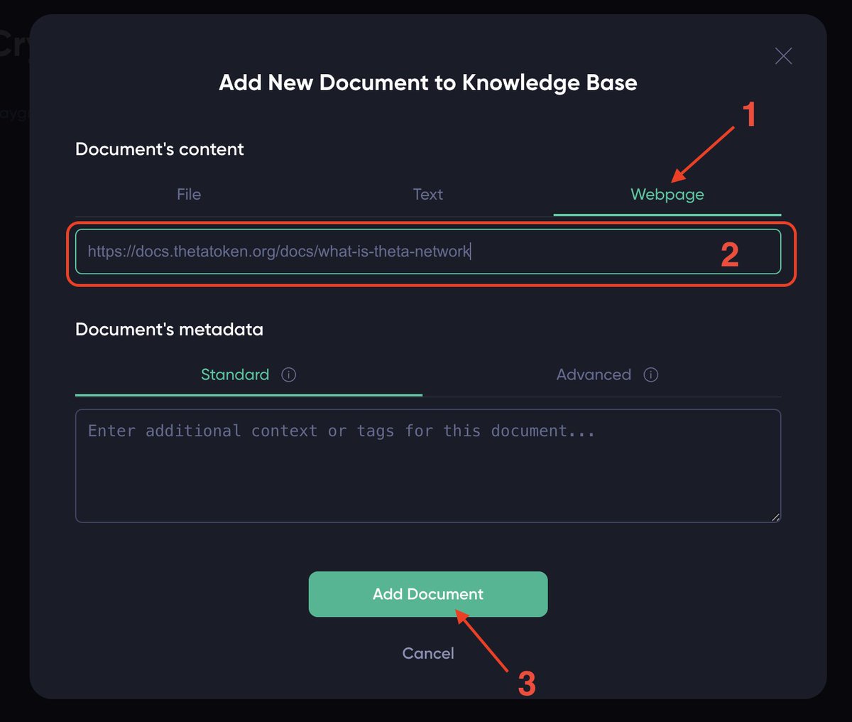 Jieyi Long | Theta Network (@jieyilong) on Twitter photo Say goodbye to painful manual work! 🚀 You can now add a webpage to Theta <a href="/Theta_Network/">Theta Network</a> EdgeCloud RAG Chatbot/Agent knowledge base by simply pasting its URL. Then just sit back and let our backend handle the rest! Say goodbye to painful manual work! 🚀 You can now add a webpage to Theta <a href="/Theta_Network/">Theta Network</a> EdgeCloud RAG Chatbot/Agent knowledge base by simply pasting its URL. Then just sit back and let our backend handle the rest!