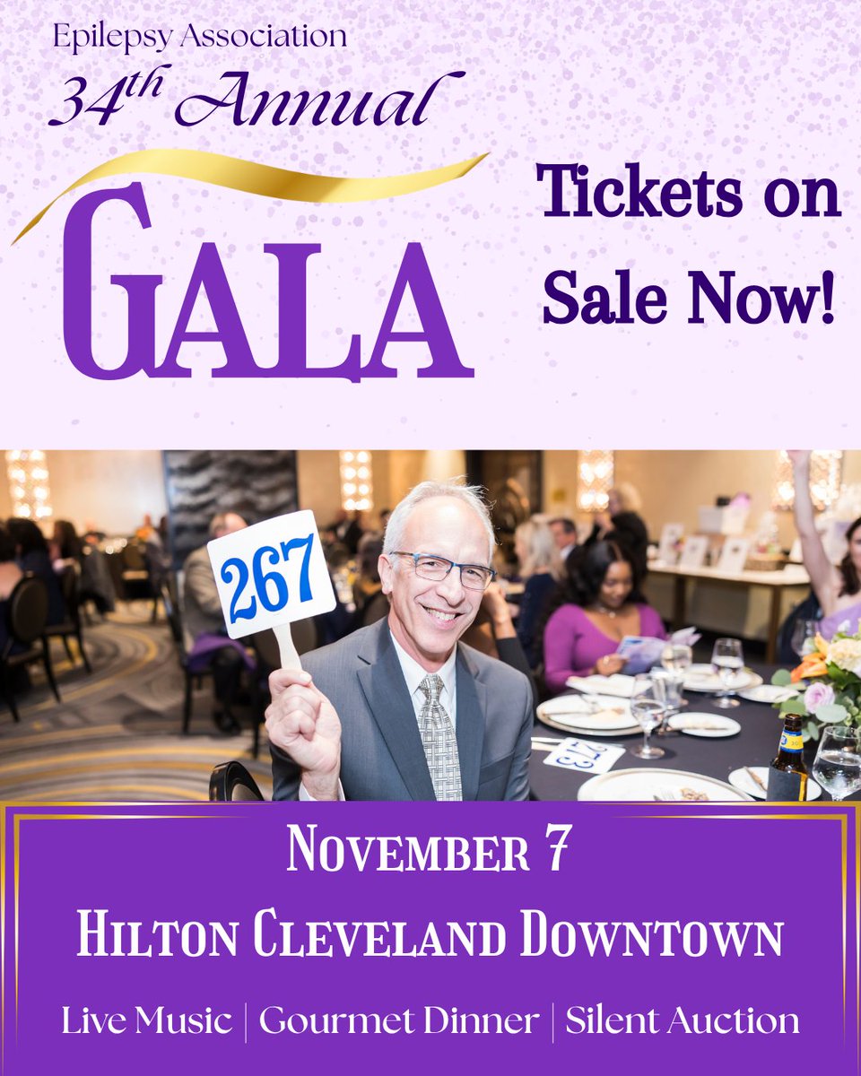 Mark your calendar's for the 2025 Epilepsy Association Gala on November 7th at the Hilton Cleveland Downtown! Every year during Epilepsy Awareness Month, supporters and friends of the agency gather for an upscale night out downtown. 

Get your tickets: weblink.donorperfect.com/EAGala2025