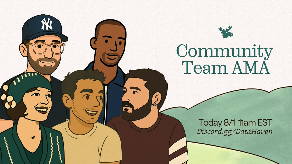 DataHaven 🫎 (@datahaven_xyz) on Twitter photo 🚨 NOW LIVE 🚨
The Community Team AMA is happening in our Discord!
Join <a href="/real_NFT/">Baki 🫎</a>, <a href="/vickroscryptos/">Vick Rose</a>, <a href="/Oleran_/">Oleran🫎🌑</a>, <a href="/numberswetrust/">Mr. w124eth aka Benzi 👽| ∞ TΛNSSI</a>, <a href="/MpmTos/">Markn 🌕🫎</a> and <a href="/taichka2005/">SvPatrik ⛓️🔃⛓️🫎∞ TΛNSSI</a>. 🫎 🚨 NOW LIVE 🚨
The Community Team AMA is happening in our Discord!
Join <a href="/real_NFT/">Baki 🫎</a>, <a href="/vickroscryptos/">Vick Rose</a>, <a href="/Oleran_/">Oleran🫎🌑</a>, <a href="/numberswetrust/">Mr. w124eth aka Benzi 👽| ∞ TΛNSSI</a>, <a href="/MpmTos/">Markn 🌕🫎</a> and <a href="/taichka2005/">SvPatrik ⛓️🔃⛓️🫎∞ TΛNSSI</a>. 🫎