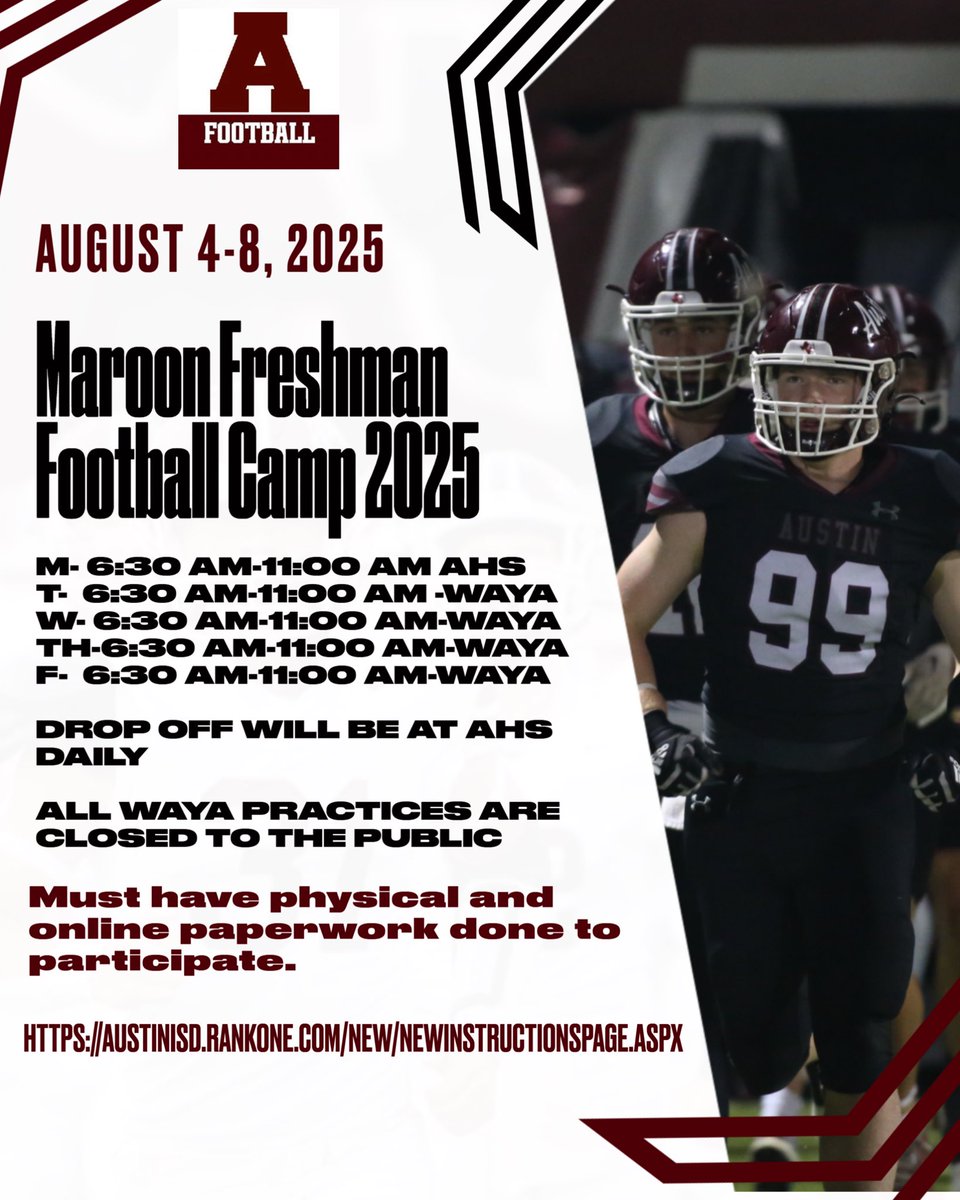 It's here! 2025 season kicks off Monday with freshman camp. austinisd.rankone.com/New/NewInstruc…
