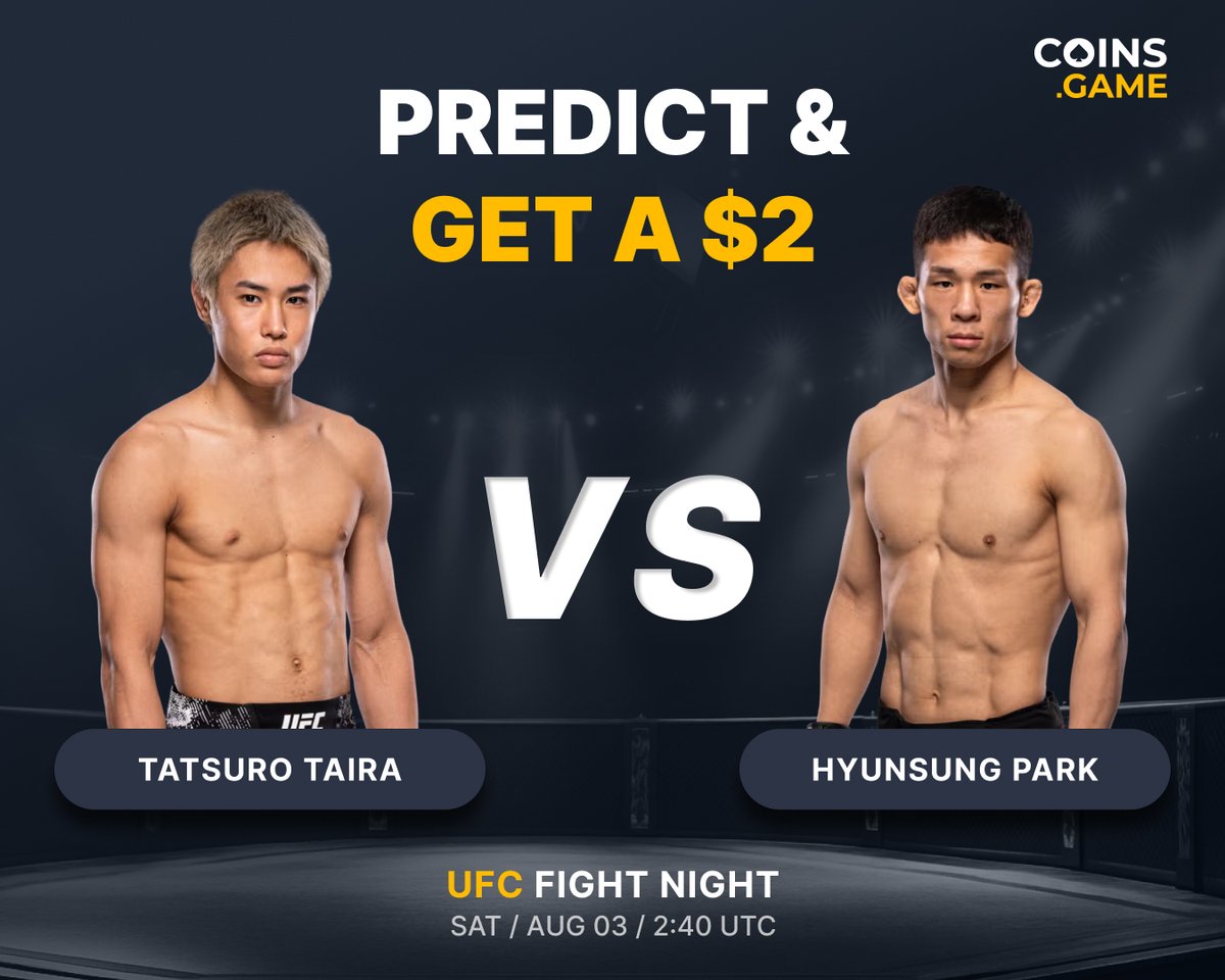 Coinsgame123's tweet image. 🥊 Predict &amp;amp; Win!

➡️ LIKE &amp;amp; RETWEET
➡️ COMMENT your full prediction: WINNER + Method of Victory
Options:
A. Submission
B. Knockout
C. Judges’ Decision
D. Draw

🕖 Deadline: Aug 3 | 00:00 UTC
🎁 10 winners with the correct answer will receive a $2 PROMO CODE!