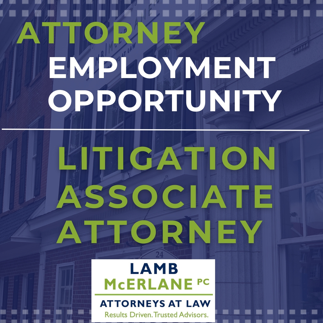lambmcerlane's tweet image. Lamb McErlane is currently seeking a Litigation Associate with 4-6 years of general litigation experience. Solid academic credentials, prior law firm experience, and excellent writing and presentation skills required. lambmcerlane.com/careers/
#litigationattorney #paattorney