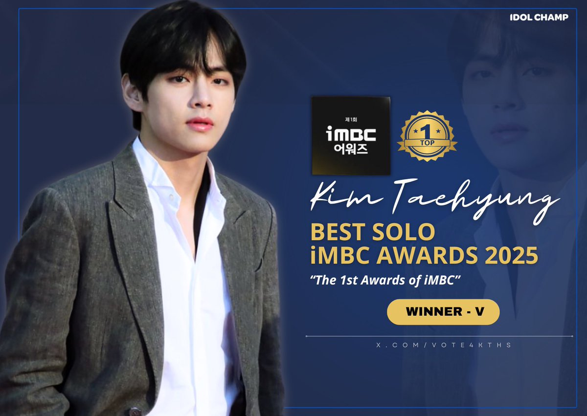 Congratulations Taehyung! 
Congratulations everyone who voted for him🙏🙏

iMBC AWARDS  BEST SOLO V
#IMBC_WINNER_V