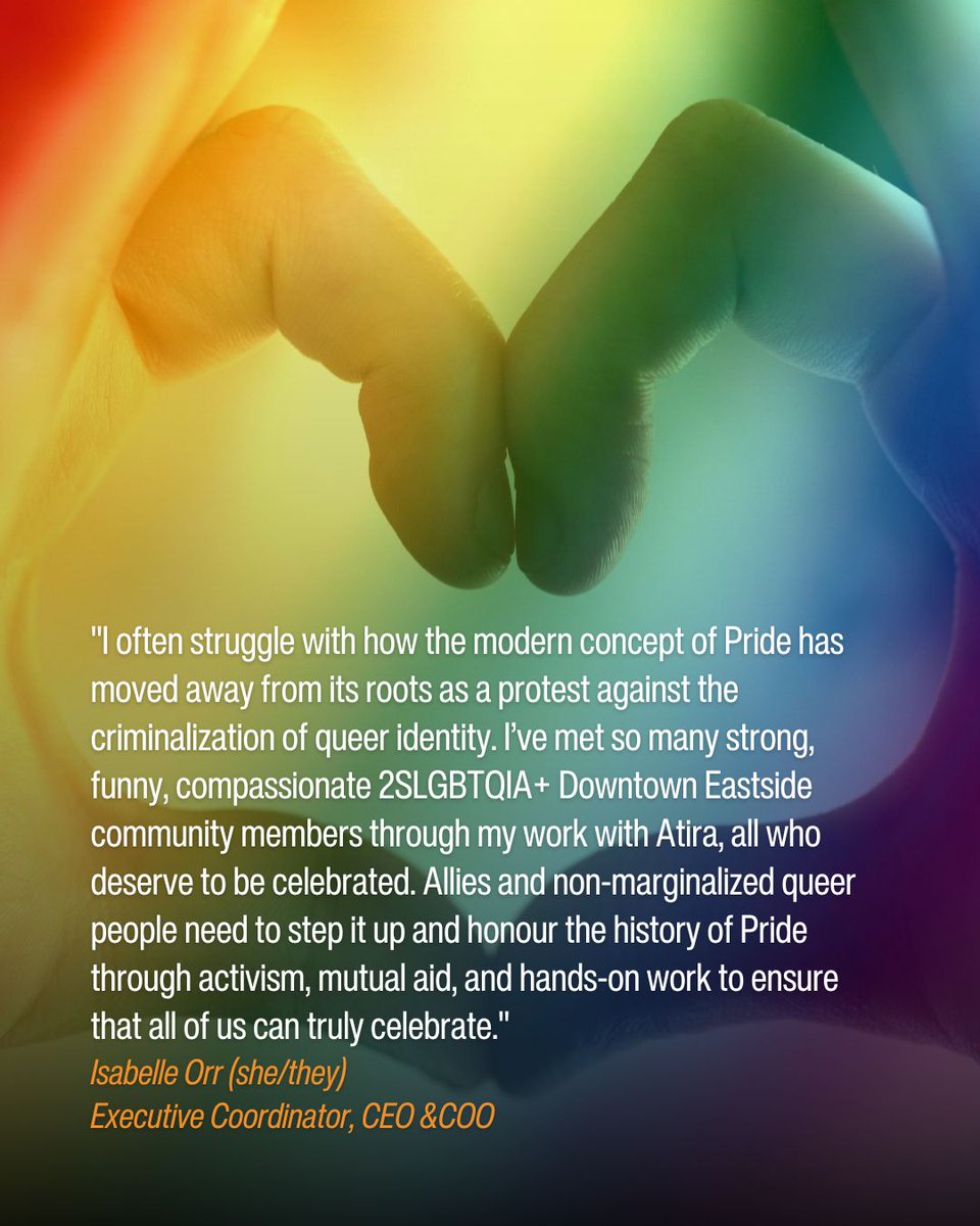 🏳️‍🌈🏳️‍⚧️ Pride is protest, healing, and radical joy.
The team at Atira shared: “It’s the healing of every wound that told us we didn’t belong.”

Support trans and gender-diverse community members at Aoki Ross House:
atira.bc.ca/ways-to-help/d…

#Pride2025 #Atira