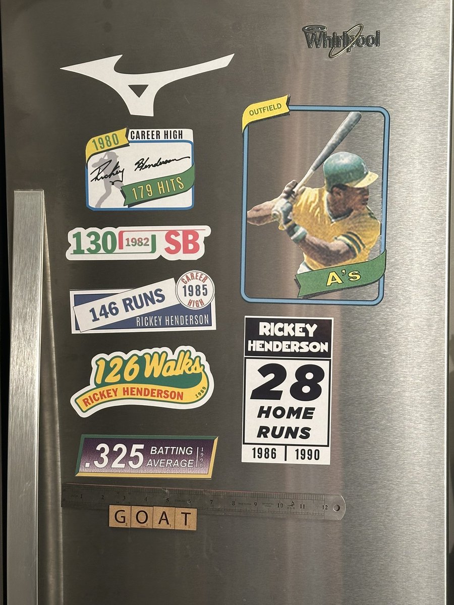 Happy Friday! My refrigerator magnets are better than yours….😉👀🐐#rickeyhenderson