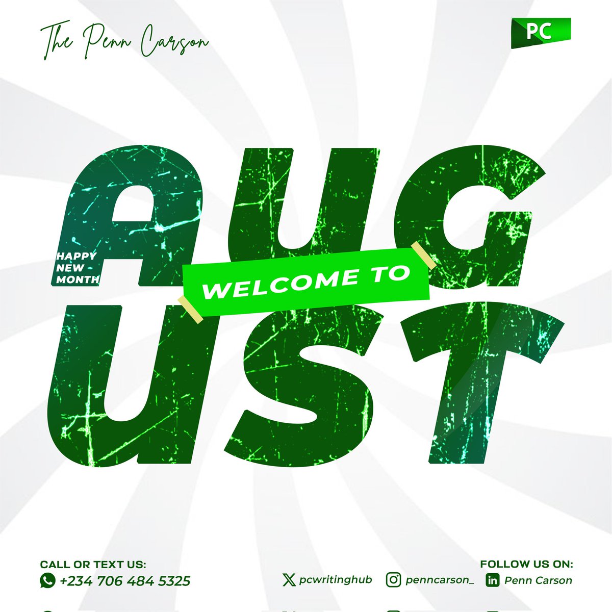 pcwritinghub's tweet photo. Happy New Month!
This August, let’s take one bold step closer to your goals.

Are you ready to upgrade your personal brand?
Or you want writing that gets results?

We’re here for you, send a DM today💚

#PennCarson #CareerGrowth #BusinessWriting #NewMonth #Proposal #GrantWriting https://t.co/RLsUEMJoeB