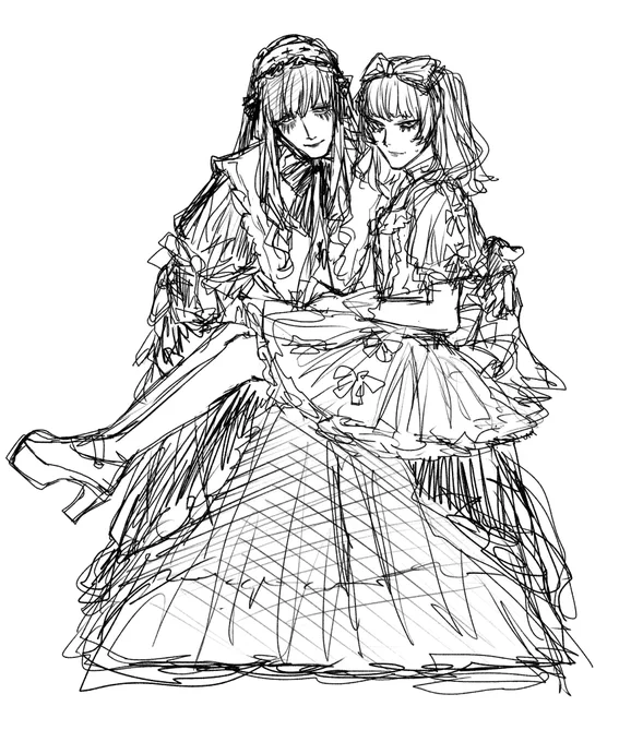#DaiZ加工品
リクエストで描いたRANA様と碧(女装) 