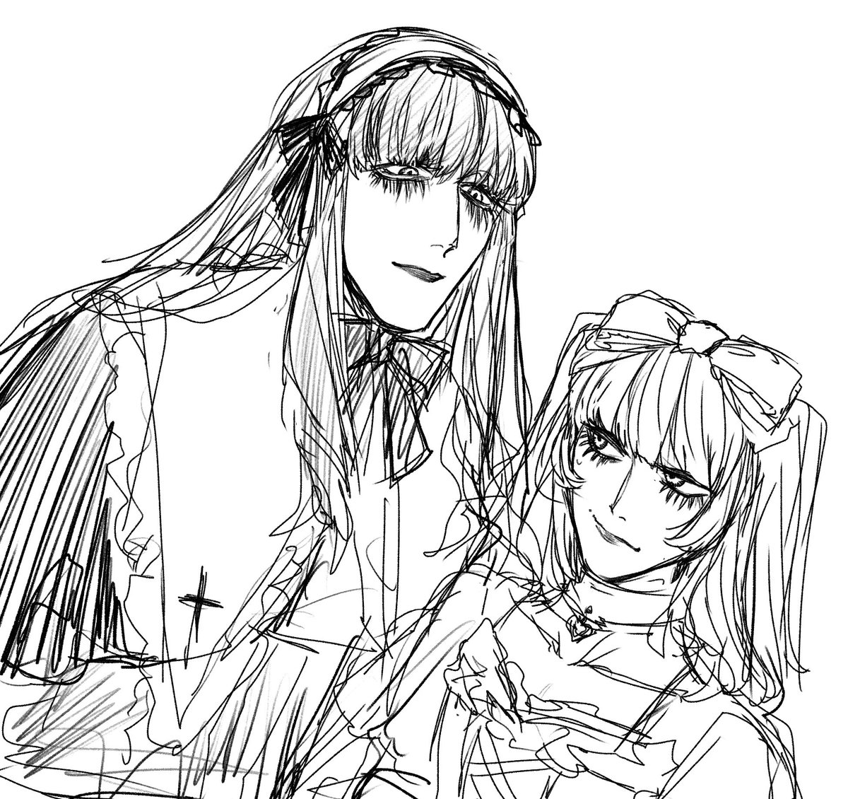 #DaiZ加工品
リクエストで描いたRANA様と碧(女装) 