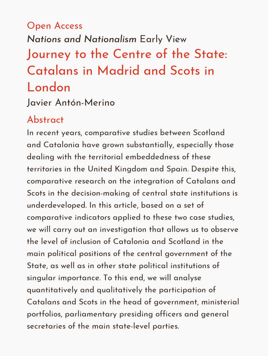n_nationalism's tweet photo. Referencing Verne is an article title is always a great idea. More importantly, the content is great, too - read "Journey to the Centre of the State: Catalans in Madrid and Scots in London" by @JavierAntonM #openaccess and #earlyview at https://t.co/W4SZ2Yj5bK https://t.co/LKh0LtBuko