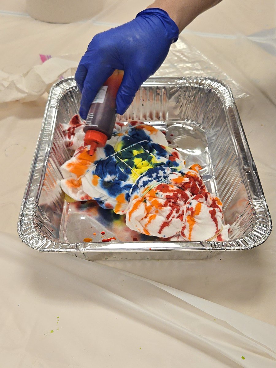 cssbh's tweet image. Our clients had a great time experimenting with tie dye as a creative outlet in open art studio this week. We can&apos;t wait to see how their shirts turn out! #art #arttherapy #creativeexpression