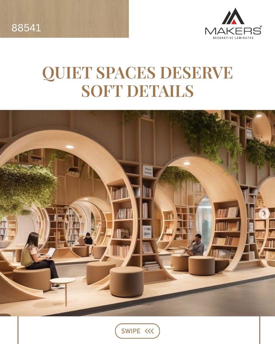 MakersLaminate's tweet image. Reading corners, study nooks, and libraries come alive with subtle yet impactful laminate textures.
Create peace, comfort, and focus — one sheet at a time.

📩 info@makerslam.com | 📞 1800 313 2828
#ReadingSpaces #QuietInteriors #LibraryDesign #MakersLaminate #TexturedLaminates