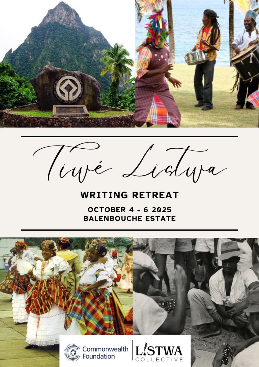 Listwa758's tweet photo. We're excited to announce our inaugural writing retreat which gives Saint Lucian storytellers a unique, fully funded opportunity to build community &amp; strengthen their craft. Open to writers at all stages! 🇱🇨✍🏽

Interested? Apply here: https://t.co/gZGsZfmOxZ
Deadline: August 22 https://t.co/AQe1Qj59Xp