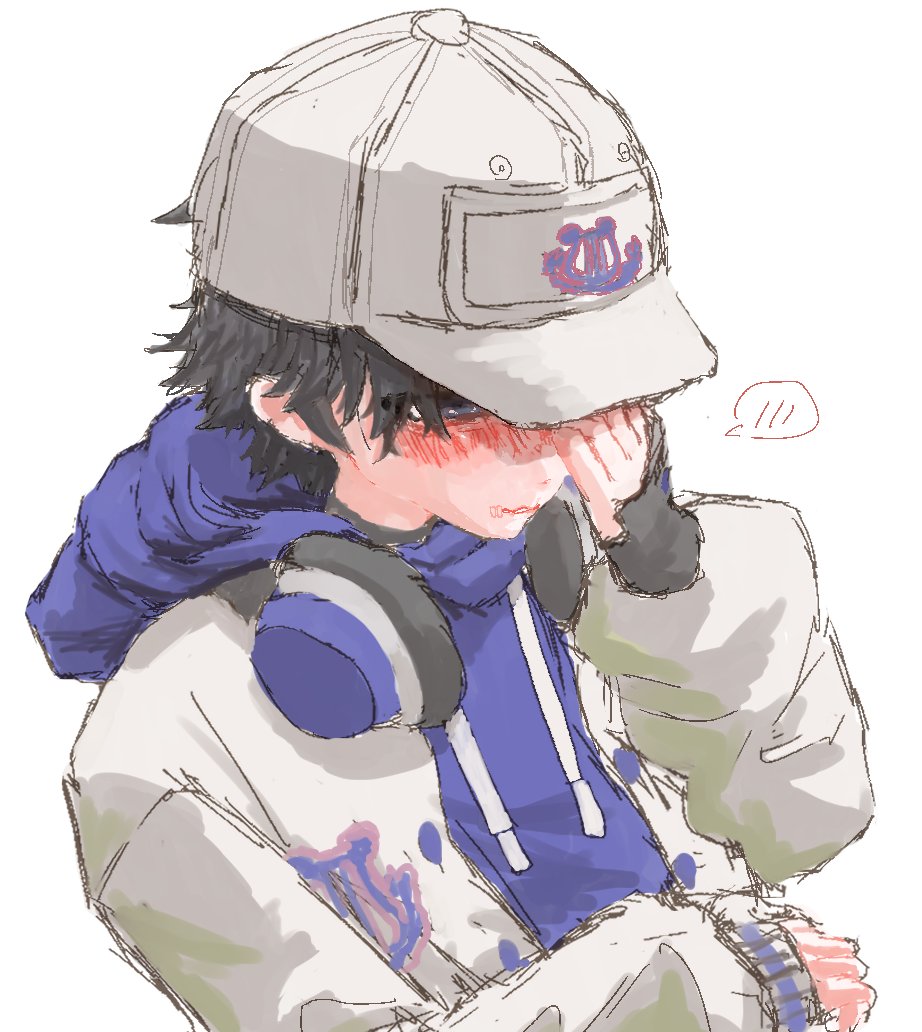 照れてるリーダーも描いた