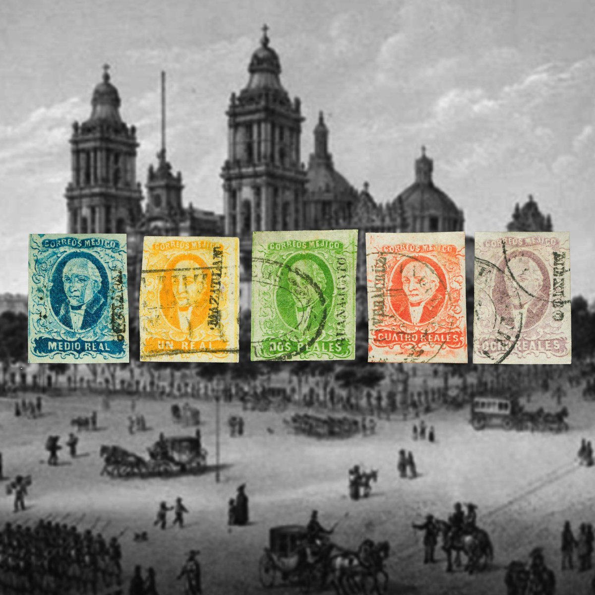 El 1º de agosto de 1856 fue puesta en circulación la primera estampilla postal nacional en México. Llevaron plasmada la efigie del cura Dolores Miguel Hidalgo y Costilla en papel sin marca de agua, imperforados y grabados por el diseñador José Villegas.
 #Historia #México