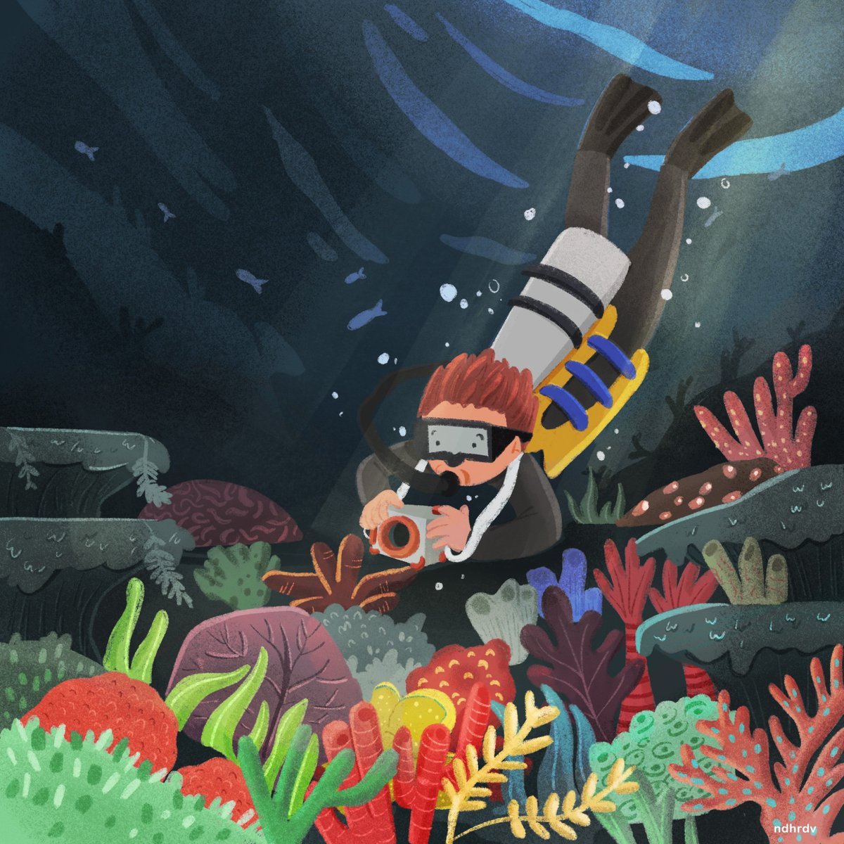 It's been a while since I posted any artwork, been caught up with baby lately. Can't share recent work 😅 so here’s a little something instead. Just keep swimming !🐠 #kidlitart
#picturebook