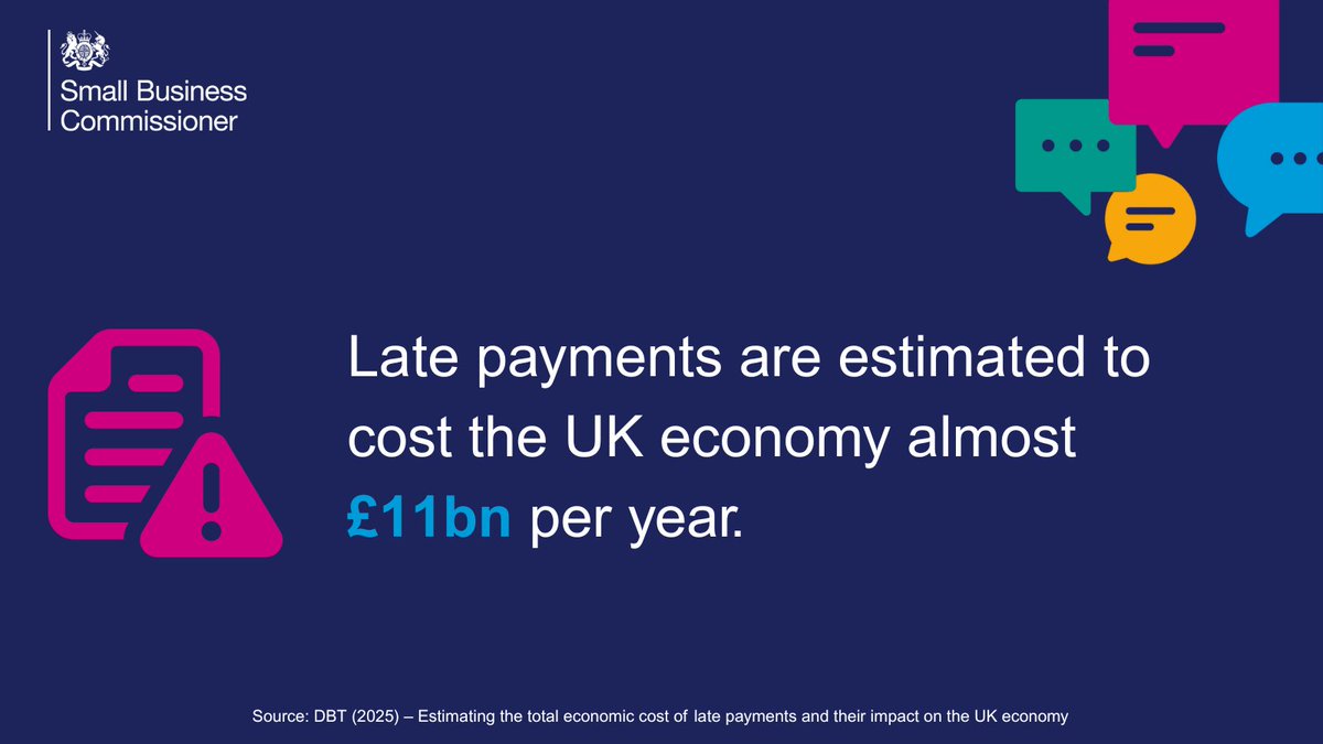 Recent data shows that late payments are estimated to cost the UK economy almost £11 billion per year. 

Read the research here ⬇️ 

bit.ly/4fhOnzF