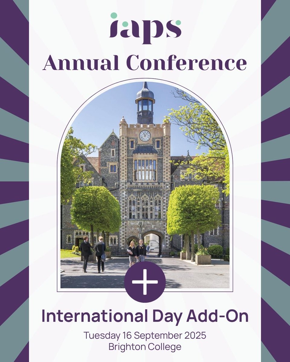 BOOK NOW for the International Day add-on for those working outside the UK attending our Annual Conference in Brighton. 🏖️

📍 Brighton College
🕥 16th September 2025

This option can be added to your ticket via the Annual Conference booking page👉shorturl.at/OgCse

#IAPS