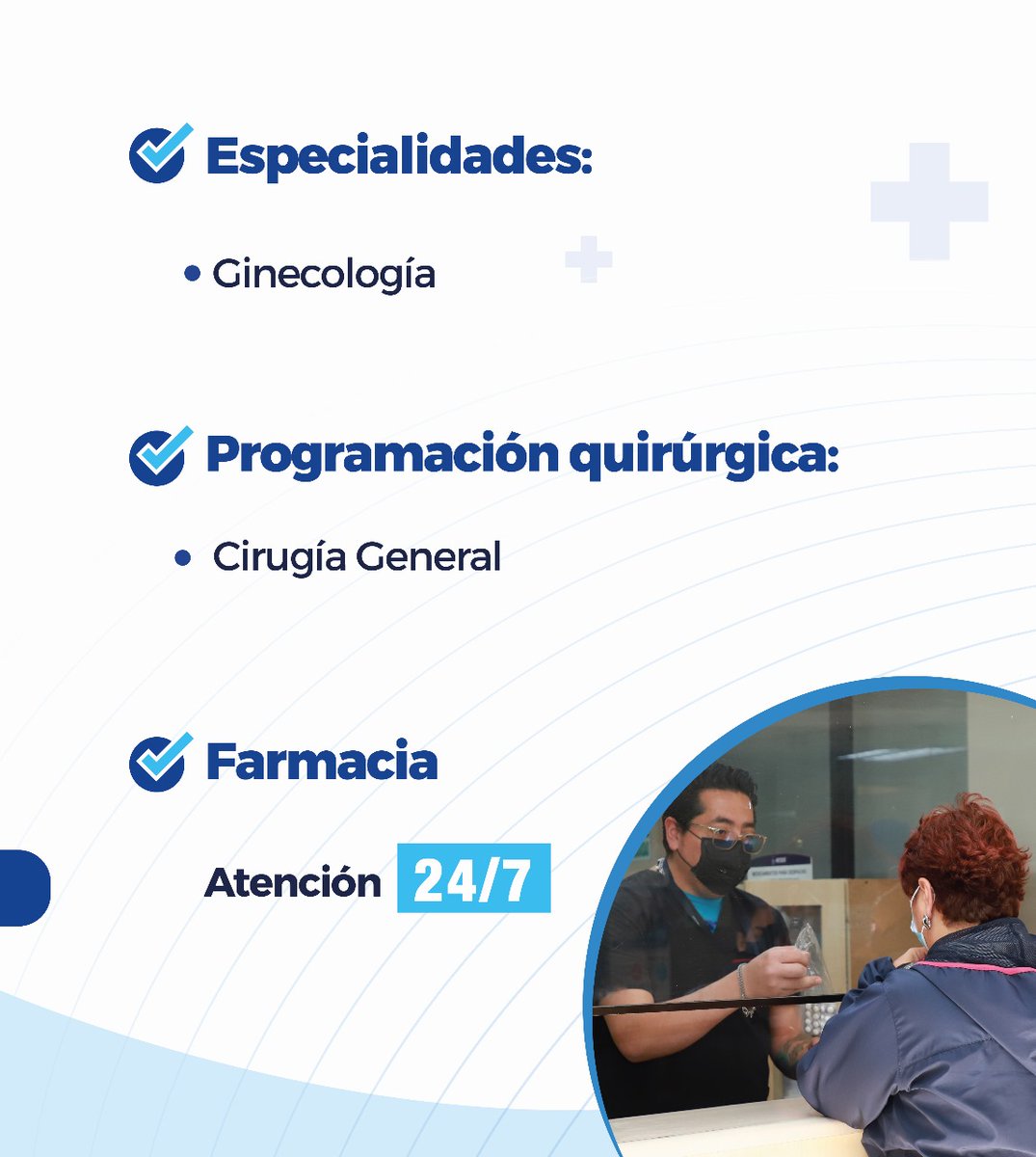 Hospital General San Francisco (@hgsf_iess) on Twitter photo #IESSteInforma | Este fin de semana el <a href="/HGSF_IESS/">Hospital General San Francisco</a> extiende su atención en ginecología y cirugía general🩺
💊 Además, la farmacia estará abierta 24/7
📅 Agosto 2 y 3
🏥 Tu salud es nuestra prioridad #IESSteInforma | Este fin de semana el <a href="/HGSF_IESS/">Hospital General San Francisco</a> extiende su atención en ginecología y cirugía general🩺
💊 Además, la farmacia estará abierta 24/7
📅 Agosto 2 y 3
🏥 Tu salud es nuestra prioridad