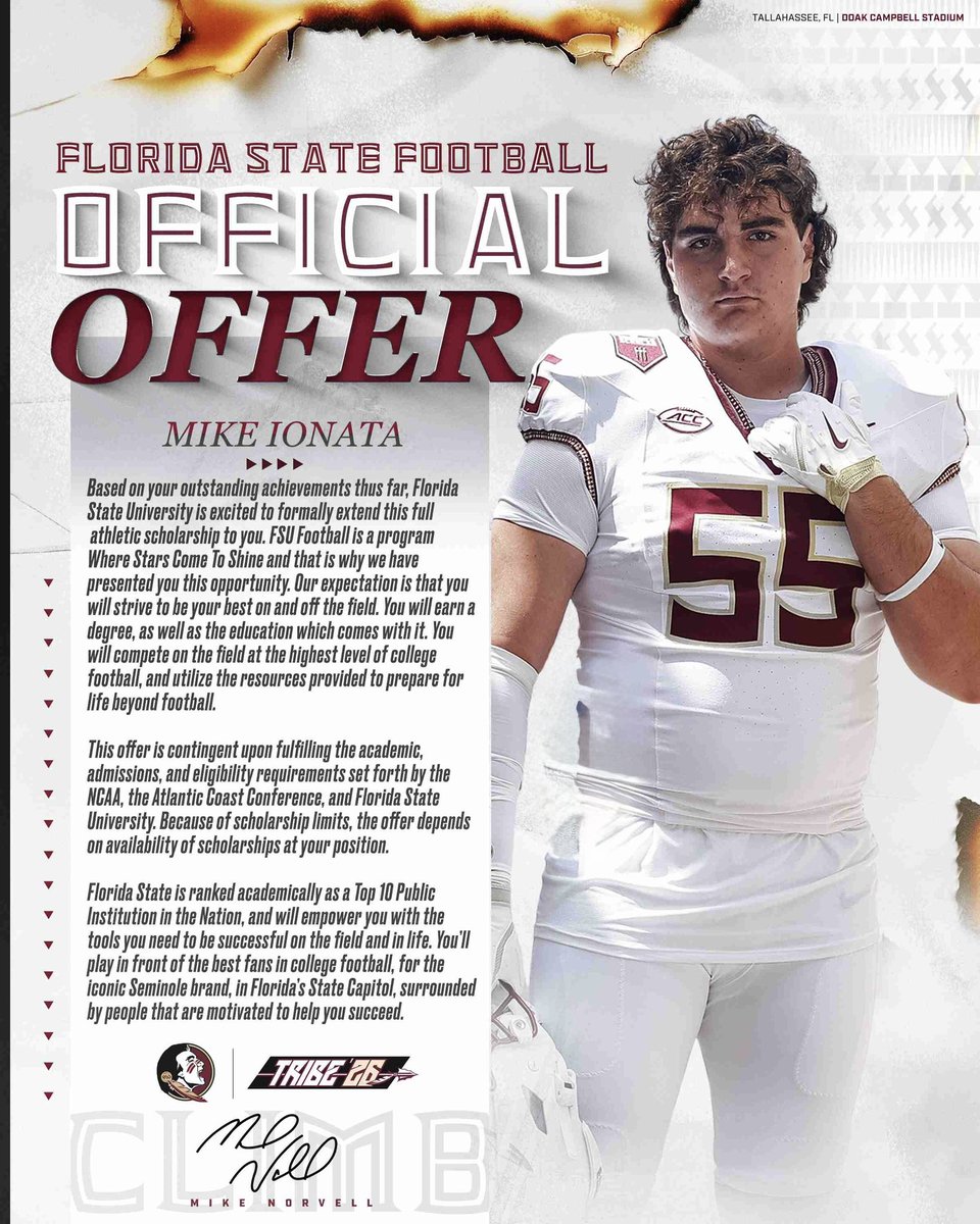 3⭐️ Mike Ionata (@mikeionata) on Twitter photo Blessed To Receive My Official Offer From Florida State University #GoNoles 🍢🍢 <a href="/Coach_Norvell/">Mike Norvell</a> <a href="/CoachHand/">Herb Hand</a> <a href="/CNee247/">Chris Nee</a> <a href="/ZBlostein247/">Zach Blostein</a> <a href="/Andrew_Ivins/">Andrew Ivins</a> <a href="/adamgorney/">Adam Gorney</a> <a href="/MohrRecruiting/">Brian Mohr</a> <a href="/JohnGarcia_Jr/">John Garcia, Jr.</a> <a href="/ChadSimmons_/">ChadSimmons</a> <a href="/SWiltfong_/">Steve Wiltfong</a> <a href="/Hayesfawcett3/">Hayes Fawcett</a> Blessed To Receive My Official Offer From Florida State University #GoNoles 🍢🍢 <a href="/Coach_Norvell/">Mike Norvell</a> <a href="/CoachHand/">Herb Hand</a> <a href="/CNee247/">Chris Nee</a> <a href="/ZBlostein247/">Zach Blostein</a> <a href="/Andrew_Ivins/">Andrew Ivins</a> <a href="/adamgorney/">Adam Gorney</a> <a href="/MohrRecruiting/">Brian Mohr</a> <a href="/JohnGarcia_Jr/">John Garcia, Jr.</a> <a href="/ChadSimmons_/">ChadSimmons</a> <a href="/SWiltfong_/">Steve Wiltfong</a> <a href="/Hayesfawcett3/">Hayes Fawcett</a>