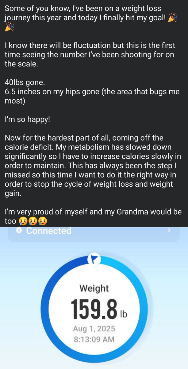 MercGato's tweet photo. Dudes, I finally hit my MF weight loss goal.

I know there is a little more left in this journey but I finally saw the number I've been working almost 8 months to see 🎉🎉🎉 https://t.co/VKgVoSsAok