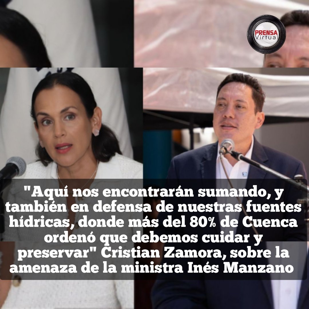 #Cuenca// "La ministra de energía Manzano me pide que saque a la minería ilegal.  Esa no es mi competencia, es responsabilidad estatal y con la fuerza pública que yo NO manejo" Cristian Zamora, sobre la amenaza de intervenir ETAPA de parte del gobierno nacional.