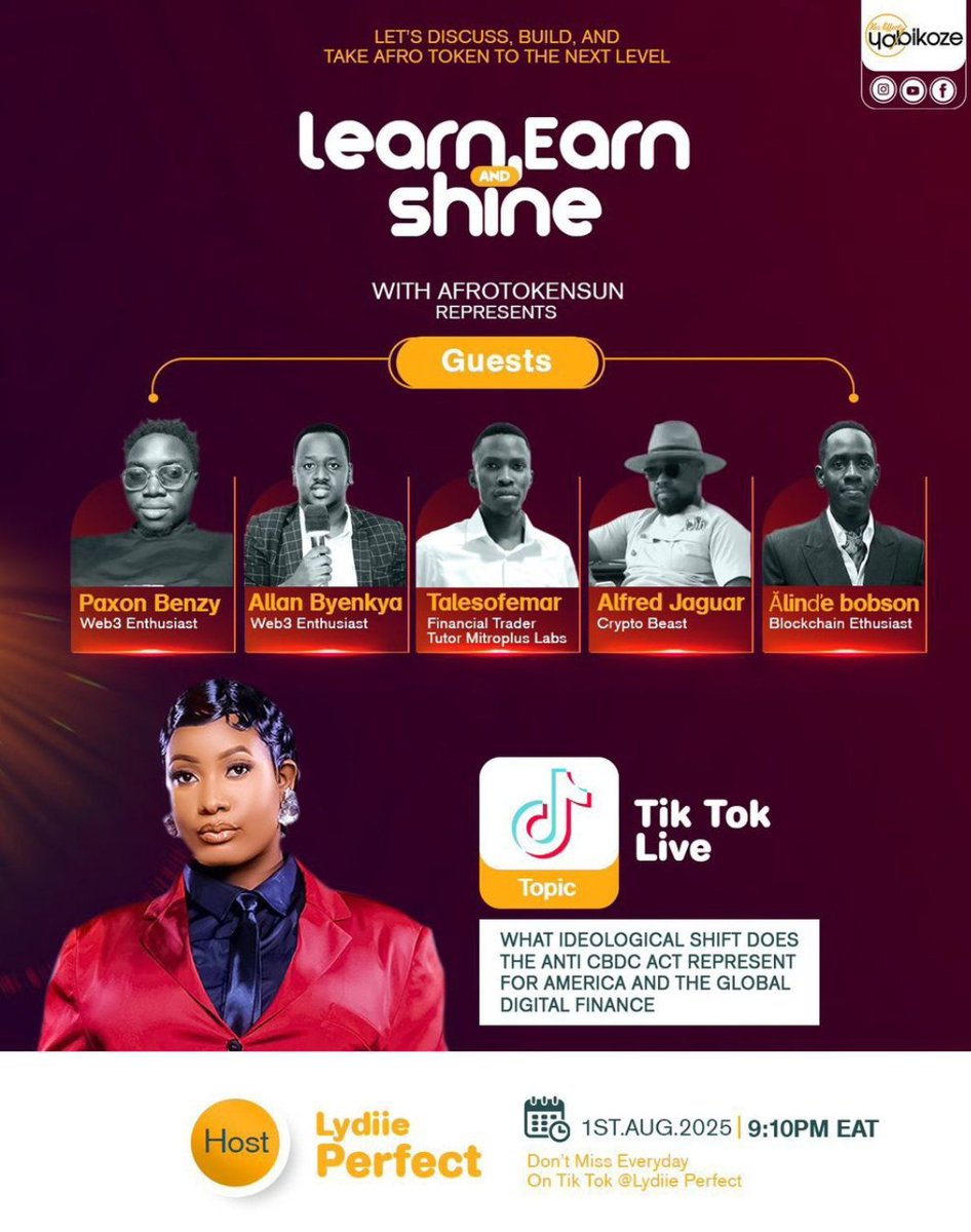 Let’s break it down today discussing CBDCs and $AFRO Token live on TikTok
#Afrotoken 
@IviabiFesto