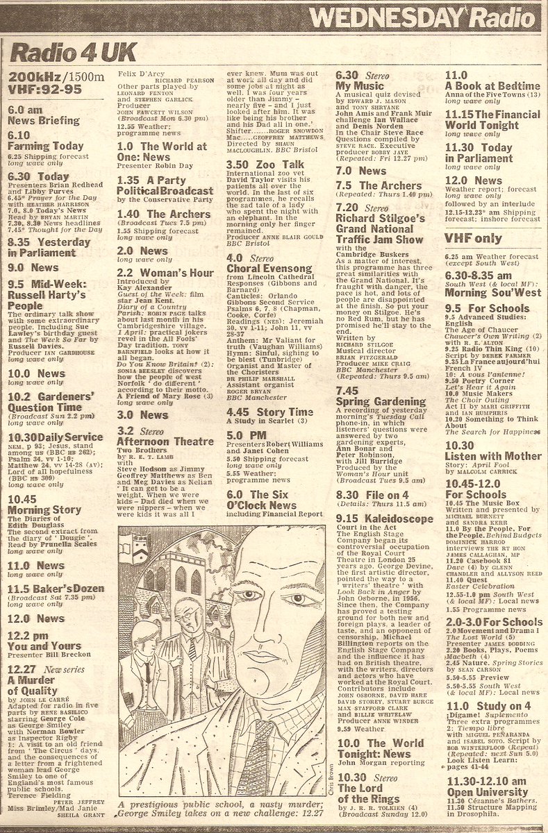 An adaptation of John Le Carre's 'A Murder of Quality' starts on BBC Radio 4 Extra this week. Stars George Cole &amp; Norman Bowler. First repeat since its broadcast in April/May 1981 bbc.co.uk/programmes/m00…