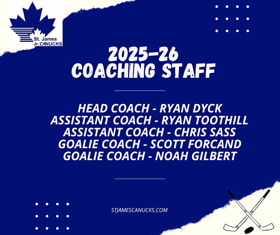 Ryan Dyck agrees to terms to return as Head Coach of the Jr. Canucks for the 2025-26 season. Ryan Toothill will return as Assistant Coach. The Jr. Canucks welcome aboard alumni Chris Sass as an Assistant Coach. Noah Gilbert and Scott Forcand will continue as goalie coaches