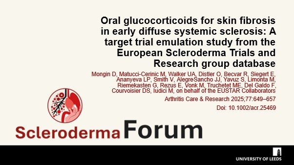 ScleroForum's tweet image. This target trial emulation used real-world data from 208 matched patients with early dcSSc. Both treatment strategies—immunosuppression alone or with GCs—led to similar skin score improvements.
👀See full insights from Mongin et al. #SclerodermaForum
scleroderma-forum.com/literature-rev…