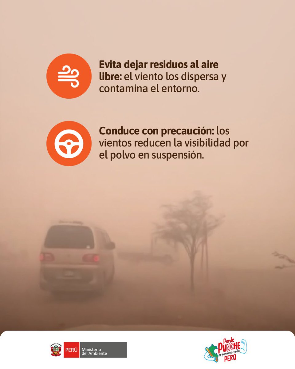 ✅ Sigue estas recomendaciones ante los #VientosParacas y contribuye a cuidar tu salud, la de los demás y el entorno que nos rodea. 

📌 El #Gobierno, a través del Ministerio del Ambiente y el <a href="/Senamhiperu/">Senamhi</a> , realiza un monitoreo permanente de este fenómeno. 📢 ¡Comparte esta