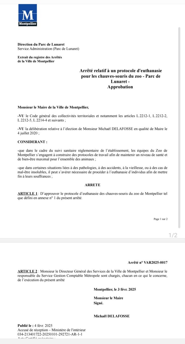 Philippe Saurel (@phil_saurel) on Twitter photo Voici comment les 200 chauves-souris de la serre ont été euthanasiées !
Arrêté signé par le maire de #Montpellier.
<a href="/Prefet34/">Préfet de l'Hérault 🇫🇷</a> <a href="/PETA_France/">PETA France</a> <a href="/yesweclown/">Yes We Clown</a> <a href="/AbdiElkandoussi/">𝔸𝕓𝕕𝕚 𝔼𝕝 𝕂𝕒𝕟𝕕𝕠𝕦𝕤𝕤𝕚</a> <a href="/MLMontpellier/">Midi Libre Montpellier</a> <a href="/GazettedeMtp/">Gazette Live Montpellier</a> <a href="/myMetropolitain/">MÉTROPOLITAIN</a> <a href="/TF1/">TF1</a> <a href="/Le_Figaro/">Le Figaro</a> <a href="/infoccitanie/">InfOccitanie</a> <a href="/Plurielleinfo/">PLURIELLE INFO</a>
<a href="/lagglorieuse/">L'Agglorieuse</a> <a href="/leJDD/">Le JDD</a> Voici comment les 200 chauves-souris de la serre ont été euthanasiées !
Arrêté signé par le maire de #Montpellier.
<a href="/Prefet34/">Préfet de l'Hérault 🇫🇷</a> <a href="/PETA_France/">PETA France</a> <a href="/yesweclown/">Yes We Clown</a> <a href="/AbdiElkandoussi/">𝔸𝕓𝕕𝕚 𝔼𝕝 𝕂𝕒𝕟𝕕𝕠𝕦𝕤𝕤𝕚</a> <a href="/MLMontpellier/">Midi Libre Montpellier</a> <a href="/GazettedeMtp/">Gazette Live Montpellier</a> <a href="/myMetropolitain/">MÉTROPOLITAIN</a> <a href="/TF1/">TF1</a> <a href="/Le_Figaro/">Le Figaro</a> <a href="/infoccitanie/">InfOccitanie</a> <a href="/Plurielleinfo/">PLURIELLE INFO</a>
<a href="/lagglorieuse/">L'Agglorieuse</a> <a href="/leJDD/">Le JDD</a>