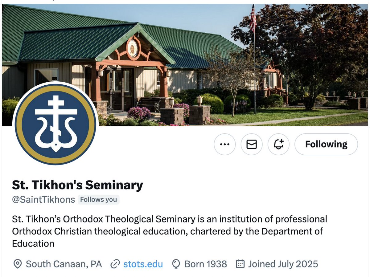 Our fellow seminary has recently joined the platform formerly known as Twitter! Give <a href="/SaintTikhons/">St. Tikhon's Seminary</a> a Follow!

x.com/SaintTikhons