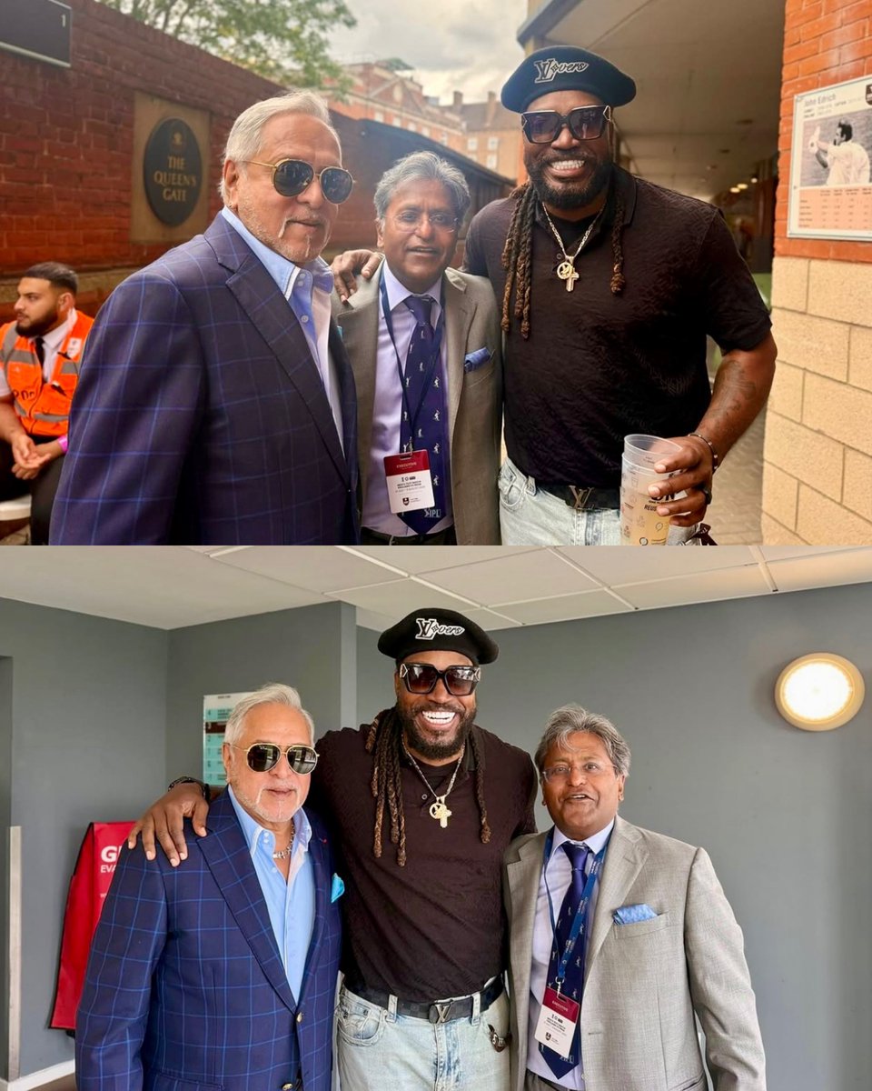 Circle of Cricket (@circleofcricket) on Twitter photo Pioneers of the IPL - Vijay Mallya and Lalit Modi with Chris Gayle at the Oval 🤝
📸: <a href="/LalitKModi/">Lalit Kumar Modi</a> Pioneers of the IPL - Vijay Mallya and Lalit Modi with Chris Gayle at the Oval 🤝
📸: <a href="/LalitKModi/">Lalit Kumar Modi</a>