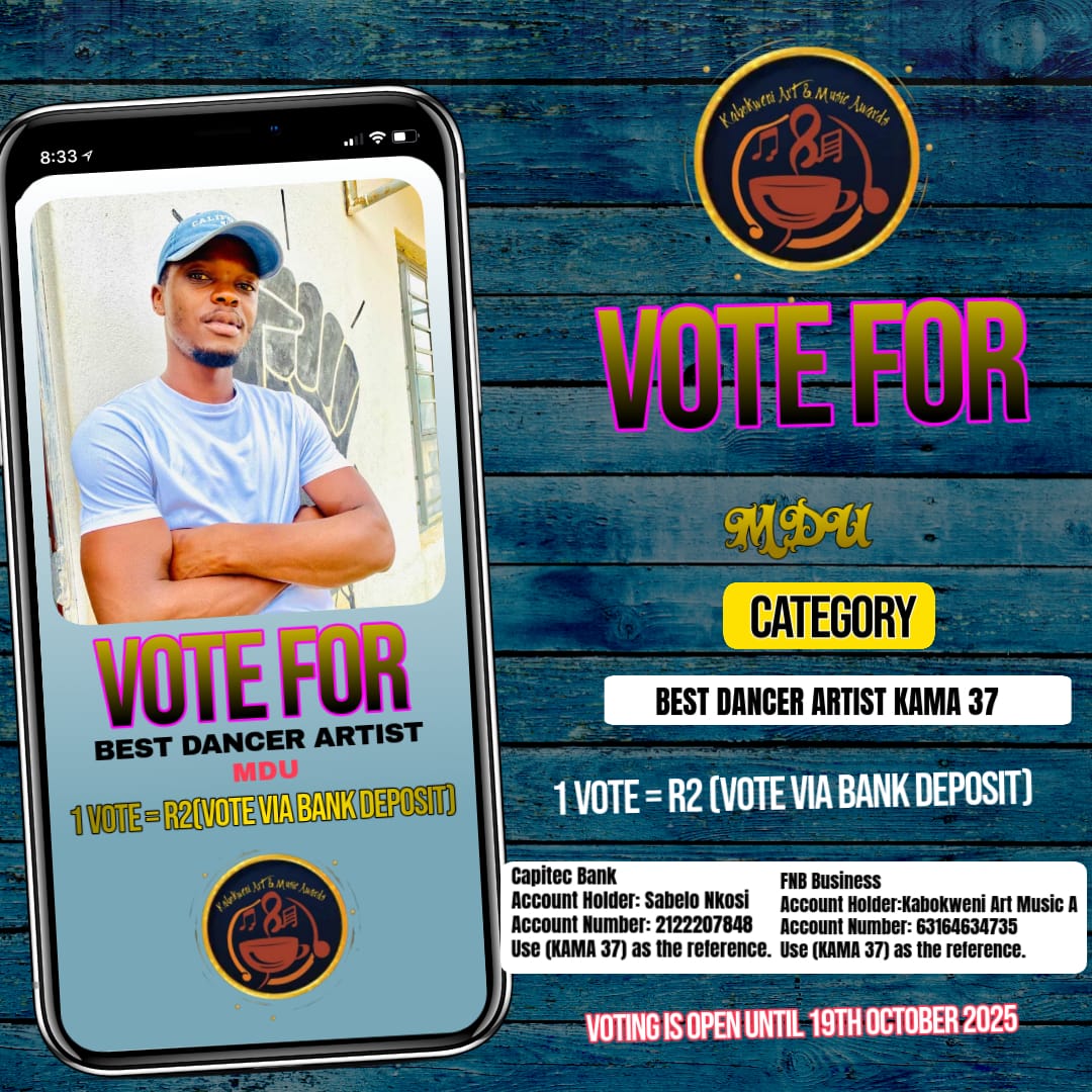 1245record's tweet photo. Kabokweni Art and Music award 2025 (Best Dancer Category) support by voting
#TrendingNow #Trending #TikTokLIVE #facebookmarketing #VOTE30 #Awards #Dancer https://t.co/2SvB78Uibh