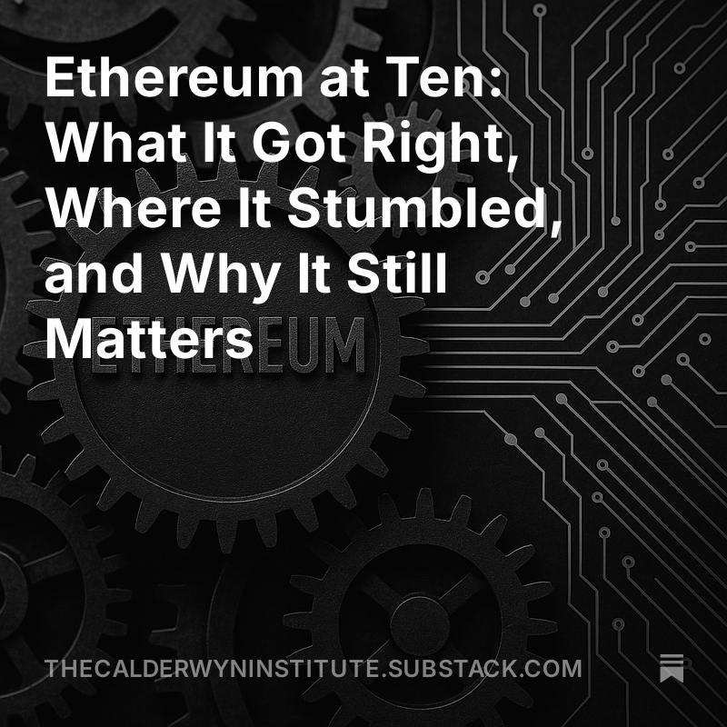 CalderwynInst's tweet image. Ethereum is 10 years old It’s changed what’s possible
But not what’s normal
We unpack the future of #Ethereum, the myth of decentralization, and the emissions games that distort price and risk. 🔗 thecalderwyninstitute.substack.com/p/ethereum-at-…
$ETH #crypto #web3 #DeFi #blockchain @ethereum