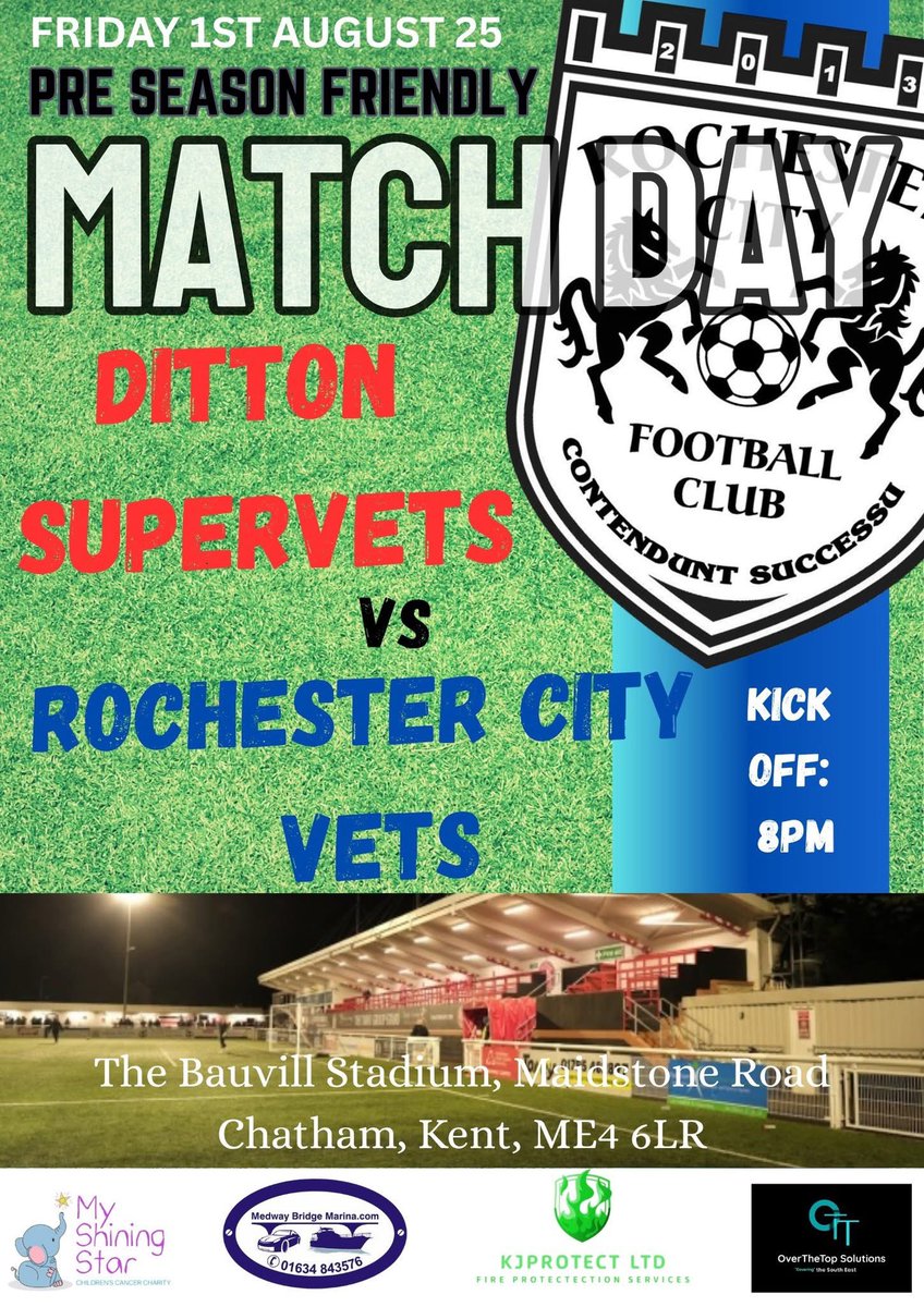 Tonight it’s preseason game 2 as we take on Ditton Supervets. 

Our last meeting back in December 2024 ended in a 1-1 draw. 

Another chance to get some minutes under our belts and new players a run out. 

And will we finally get a win at Chatham Town FC’s ground? 🙏 

#upthecity