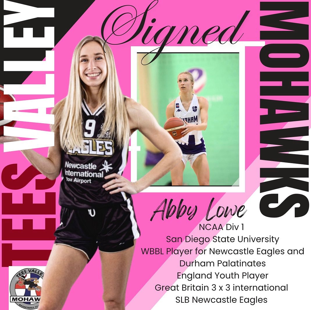 Mohawks add SLB star Abby Lowe to their 25/26 roster. A great signing for the club. #proudtobeamohawk 
#basketballengland
#teesvalley