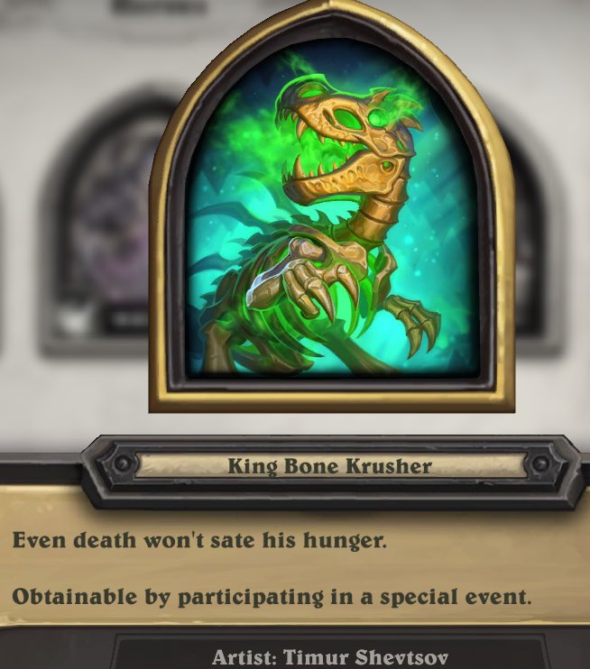 New in-game event coming Aug. 5th rewarding a brand new card (Death Knight Legendary Weapon Staff of the Endbringer) and Death Knight skin, King Bone Krusher! #hearthstone