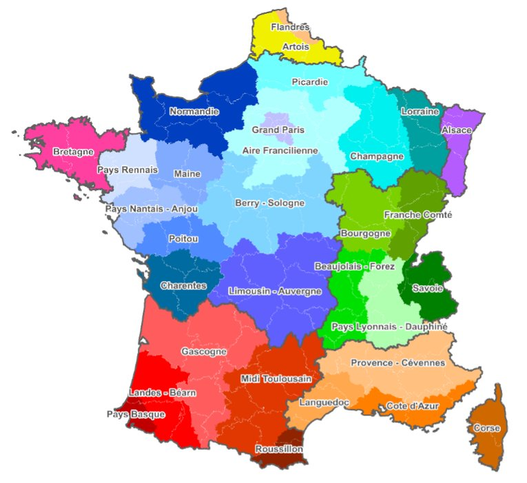 What's really interesting is when you look at the food consumption habits of the French:

You can still see these old phantom provinces

Despite these provincial borders having largely wiped out by the French revolution
