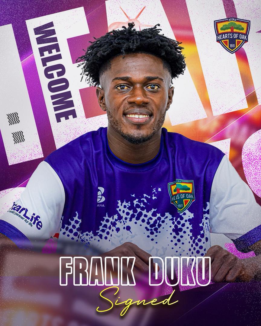 Former Vision FC striker Frank Abora Duku has penned his deal with Hearts of Oak!