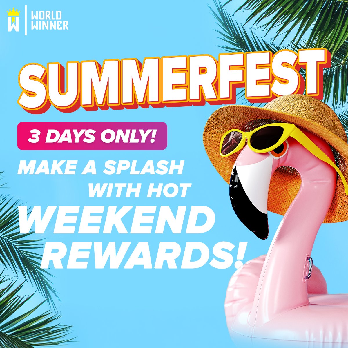 WorldWinner's tweet image. 🌴 SUMMERFEST IS HERE! 🌞

Picture 3 days of endless fun!🔥Log in now and catch a wave of hot rewards, sizzling events, and Mega-sized action all weekend long!

Don’t miss out, these perks melt away fast! 🍦☀️

#Summerfest #WeekendRewards #TheyCameToPlay #WorldWinner #GameOn