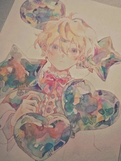 風船のイラストも改めて写真撮り。 前の画質のふんわり感も気に入っていたのですが、原画には近い感じです。