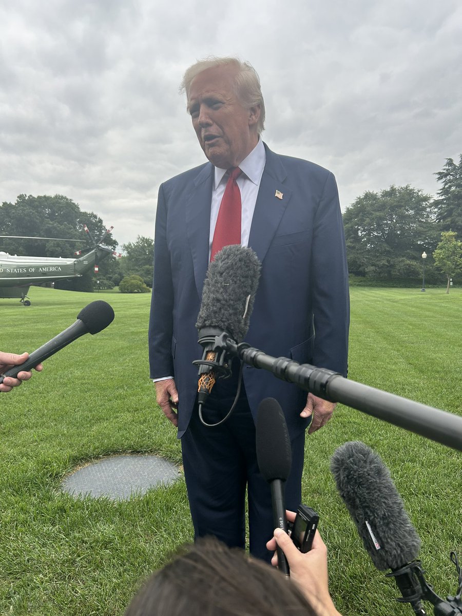In a gaggle before leaving for his New Jersey home, the president says he has several names in mind to lead the Bureau of Labor Statistics, says he had concerns with revisions to the jobs reports for awhile, and says “we need someone honest” to lead the agency. He says he will