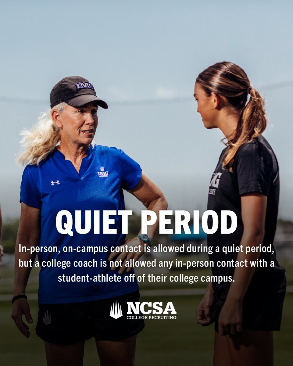 The 2025-26 NCAA recruiting calendar starts TODAY.

While we'll be sharing each individual sport's calendar throughout the month, it's important to familiarize yourself with the recruiting rules and how they impact you. 

Check out the different types of NCAA recruiting periods