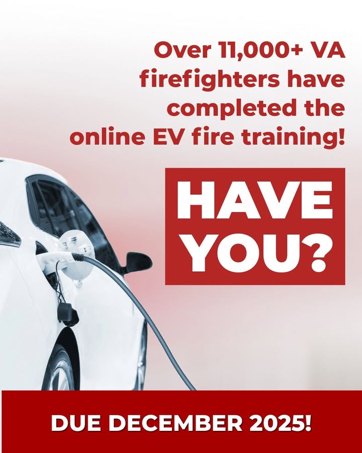 4 Months left!!! 

Remember, EV  training is mandatory and can be completed online in Cornerstone OnDemand. You have until December 2025 to get it done!
 
Click here for the training: bit.ly/4l0RUUy
 #VirginiaDepartmentofFirePrograms #FireandRescue #Virginia